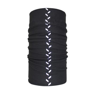 China Multifunctional UV Protection Tube Microfiber Black Neck Cuff Breathable Seamless Bandana With Reflective Tape for sale