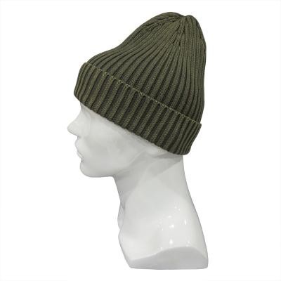 China Commoners Ribbed Cotton Knit Cuff Winter Hat White Slouchy Beanies for sale