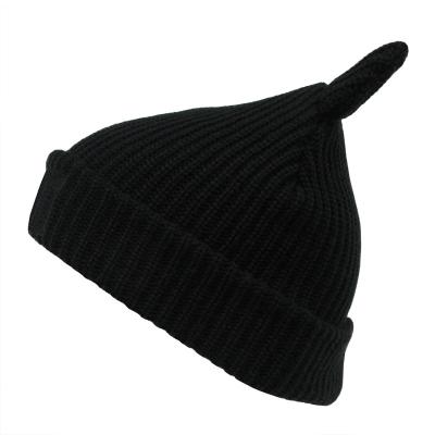 China Beanie Kids Winter Knitted Imitation COMMON Black Hats for sale