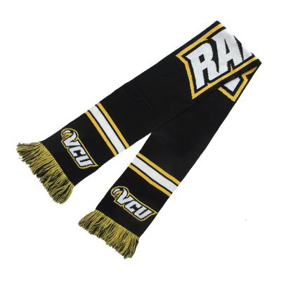 China Custom Made Black Acrylic Long Men's Autumn And Winter Jacquard Scarves for sale