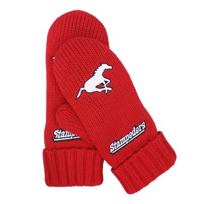 China JS Plain Red Winter Fleece Headwear Gloves Fingerless Custom Mittens for sale