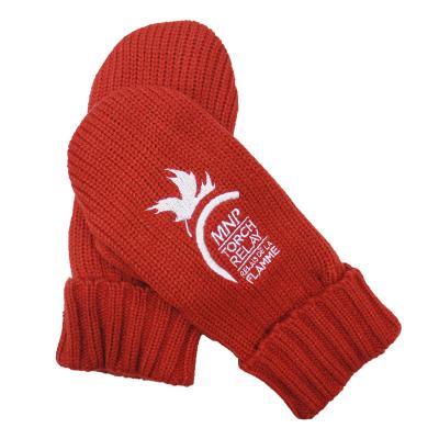 China Simple Custom Gloves Fingerless Embroidery Knit Winter Mittens for sale