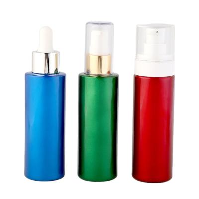 China New Design Personal Care Empty Round 60ml Liquid Base Glass Cosmetic Packaging Pump Bottle for sale