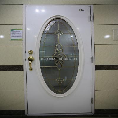 China Swing oval glass entry door, small oval glass steel door, steel panel door with oval glass insert for sale