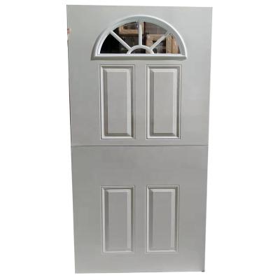 China Thermal Insulation JINXUN White Primed Galvanized Steel Door With Tempered Glass for sale