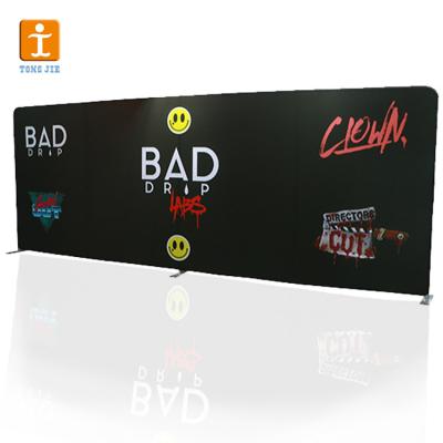 China Indoor Use Custom Media Wall Aluminum Pop Up Tube Display Stretch Banner Stand Tension Fabric Displays for sale