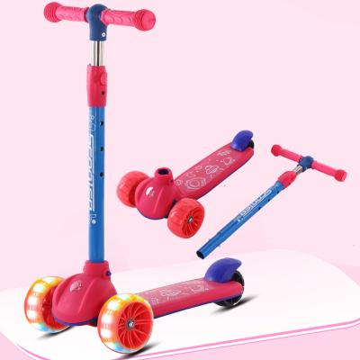 China New Design Child Folding Kids Pedal Scooter Children's Snap Bike Adjustable Foot Three Wheels Kick Scooter for sale