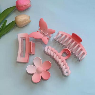 China Hair accessories Holiday Pink Flower Butterfly Claw Clip Floral Aesthetic Big Color Changing Hair Claw Fancy Women Hair Accessories Claw Clip for sale