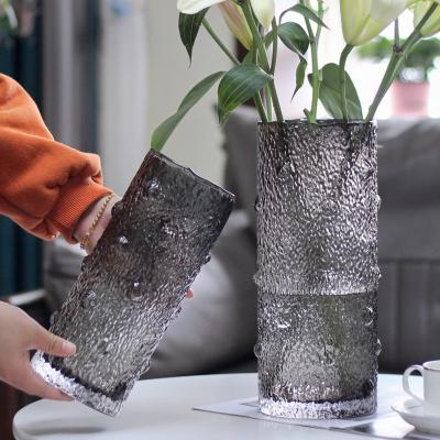 China Dot Cold Grain Glass Vase Creative American Traditional Gray Thickened Vase Aquatic Lily Rose Flower Arrangement for sale