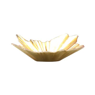 China Vegetable Dishware Breakfast Dishes Dried Fruit Glass Plates Viable Candy Bowls Table Take Care Gold Charger Dishes for sale