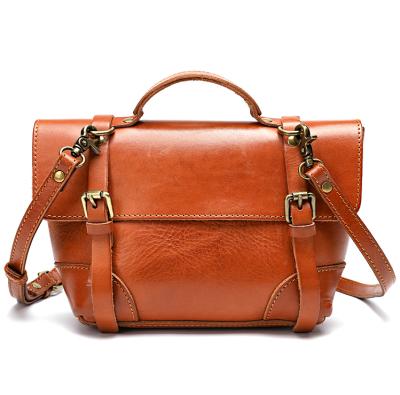 China Wholesale Vintage/Vintage Fashion Vegetable Tanned Women Leather Messenger Laptop School Bag Business Leather Briefcase for sale