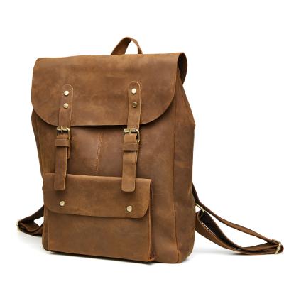 China Retro Custom Genuine Leather Anti-theft Laptop Backpack,Casual Notebook Rucksack Bag For Men for sale