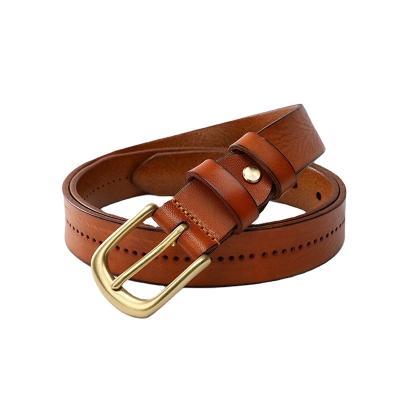 China Classic / Fashion Brand Genuine Leather Luxury Ladies Fashion New Belt Pin Buckle Youth Veg Tan Leather Belt For Women for sale