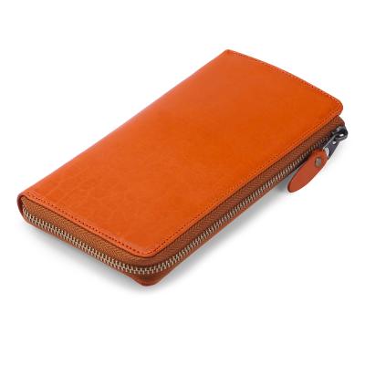 China RFID Top Grade Veg Tanned Vintage Leather Long Wallet Unisex Designer Money Fashion Case Retro Pinch Customize Card Holder Wallet for sale