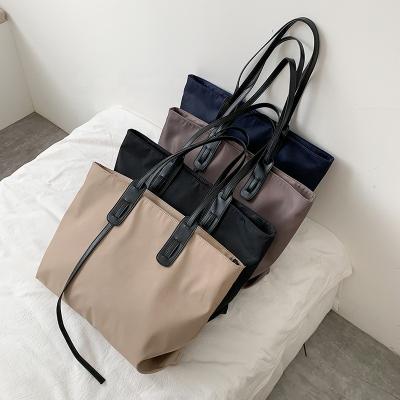 China Fashoion Large Capacity Waterproof Nylon Women Tote Bag Elegant Ladies Handbags PU Handle Shoulder Bag For Women for sale