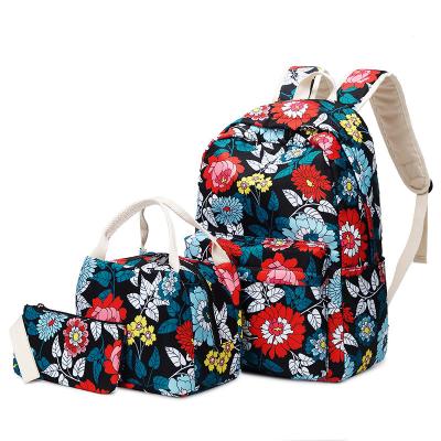 China 2021 waterproof new barn printed INS flowers ladies bags handbag set backpack for women for sale