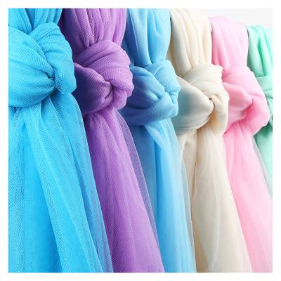 China 100% Breathable Nylon Sheer 20D Knit Netting Mesh Dress Veil Illusion Tulle Roll Tul Bordado Fabric Soft White Wedding Gown for sale