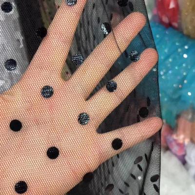 China HG6371 Fashion Designs Jacquard Flame Retardant Polka Dot Mesh Dress Tulle Fabric for sale