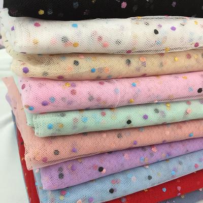 China New Design HG6678 Multicolor Anti-static Tulle Fabric With Shimmer Faming Polka Dot For Girl Dress for sale