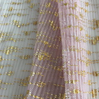 China HG6717 Best Selling 2019 Tear-Resistant Pleated Golden Plicative Tulle Fabric For Dress Skirt for sale