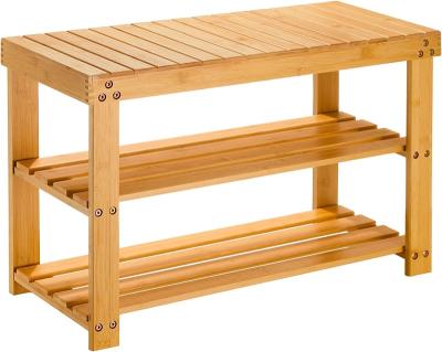 China Extendable 3 Tier Corners Shoe Storage Rack Simple Design Bamboo Extendable Shoe Bench With Seat for sale