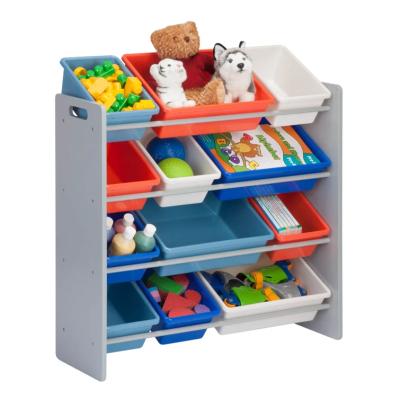 China Hot Selling Children's Furniture Wooden Toy Organizer Storage Chest Stored With Bins Plastic Organizer For Playroom for sale