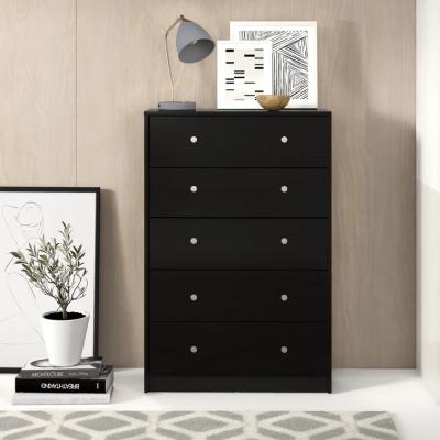 China Customized 5 Drawer Dresser Double Living Room Black Bedroom Antique Wooden Chest for sale