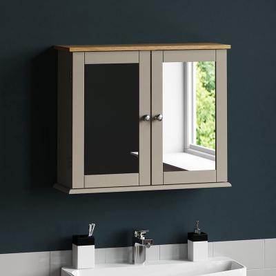 China Customized Wooden Top French Door Wall Mounted Bathroom Mirrored Cabinet Vanity Cabinets With Mirror For Bathroom for sale