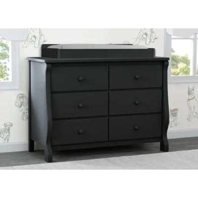 China Bedroom Dresser Living Room 6 Drawer Storage Black Baby Antique Wooden Chest For Kid Changing Table for sale