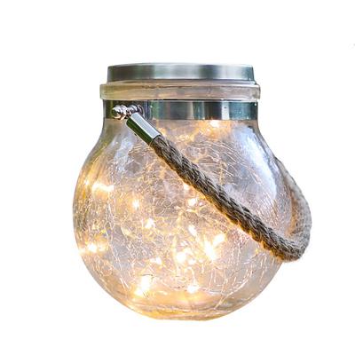 China Environmental Protection Holiday Energy Saving Decoration 30 Led Hanging Glass Mason Jar Solar Lights Hemp Bottle Slot For Outdoor Garden for sale