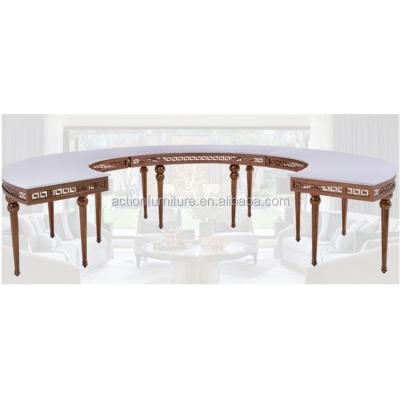 China Laser Cut Hot Sales Glass Top Banquet Tables For Wedding Event Hall for sale