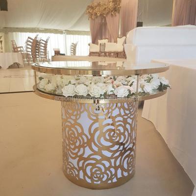 China Hot Selling Wedding Furniture Stainless Steel Round Lid Convertible Wedding Table For Banquet Party Hotel Event for sale