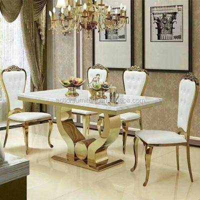 China Laser Cutting Modern New Designs Dining Set Rectangle Long Glass Dining Table And Chairs C215 for sale