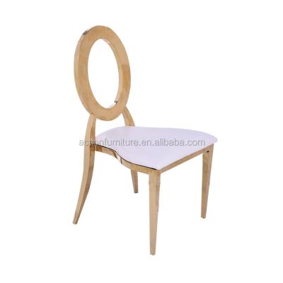 China Laser Cutting Gold Gilt Stainless Steel Banquet Dining Chairs For Nobility In High Quality for sale