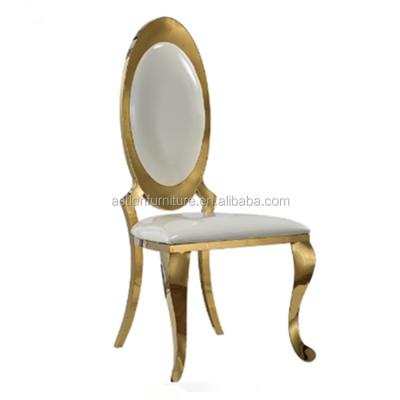 China Laser Cut Fashion Design Gold Stainless Steel Luxury Wedding Chair for sale