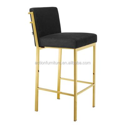 China Laser Cut Style Modern Hotel Stainless Steel Frame High Metal Gold Bar Stools for sale