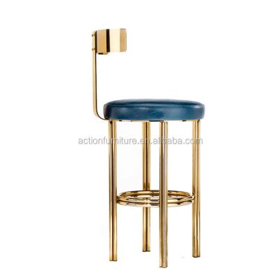 China Laser cut dining restaurant stainless steel gold bar stool bar chairs hot sale new design for wedding party for sale