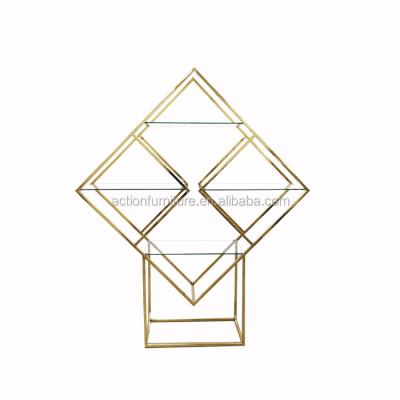 China Laser cutting 2020 new style AUGUSTA Stainless Steel Wedding Wine gold shelf for hotel banquet used wedding decoration for sale