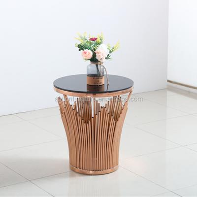 China Hot Modern New Italian Design Convertible Turned Stainless Steel Glass Living Room Tea Table Coffee Table Side Marble Top Table for sale