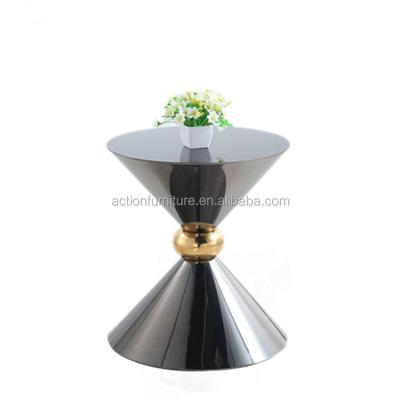 China Customized modern round coffee table convertible decoration stainless steel living room sofa side table coffee table wedding flower for sale