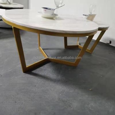 China Laser Cutting Modern Nordic Style Stainless Steel Center Table Coffee Table Marble Top Tea Table For Home Living Roo for sale