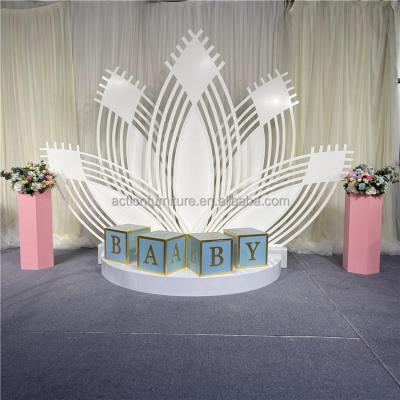 China Laser Cutting Open Arched Wall Backdrop For Wedding Decoration Acrylic Flower Display for sale