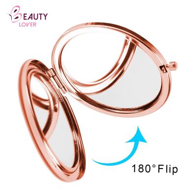 China Lighted Decorative Round Espejo Living Room Pocket Bath Dressing Standing Handheld Mirror for sale