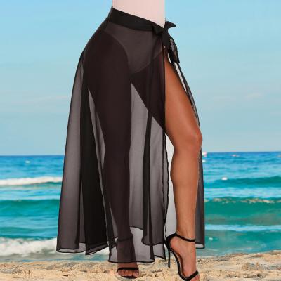 China Hot Selling Breathable Chic Beach High Waisted Lace Slit Beach Dress Women's Long Tulle Dress for sale