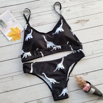 China 2021 European and American bikini fashion split QUICK DRY digital printing swimsuits new for sale