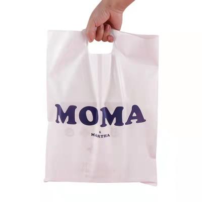 China Recyclable Custom Plastic Die Cut Handle Logo Print Plastic Shopping Bag Carry Bag for sale