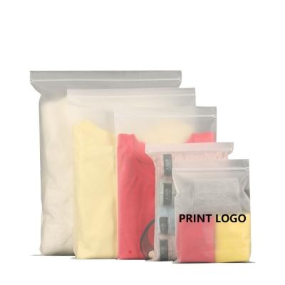 China Recyclable Eco Friendly Clear Plastic Zipper Bag Garment Package Custom Logo Print Zip Bag For Clothing for sale