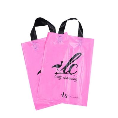 China Custom Logo On Side And Bottom LDPE Recyclable Shopping Package Plastic Shopping Bags With Handle for sale