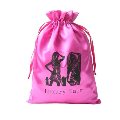 China Gift Bag & Custom Drawstring Bag Satin Wig Packaging Bag Large Satin Hair Package Bags Custom With Logo Silk Hair Package Bags For Hair Bundles for sale