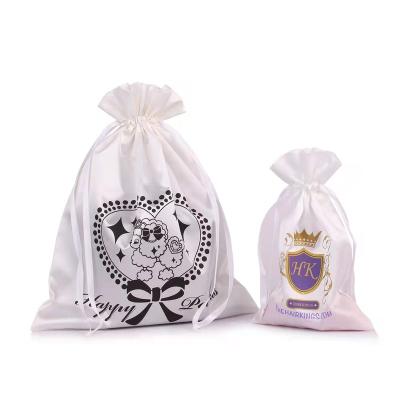 China Custom Logo Small Makeup Cosmetic Sunglasses Gift Jewelry Pouch Satin Bag Packaging Silk Pouch Garment With Drawstring For Lashes for sale